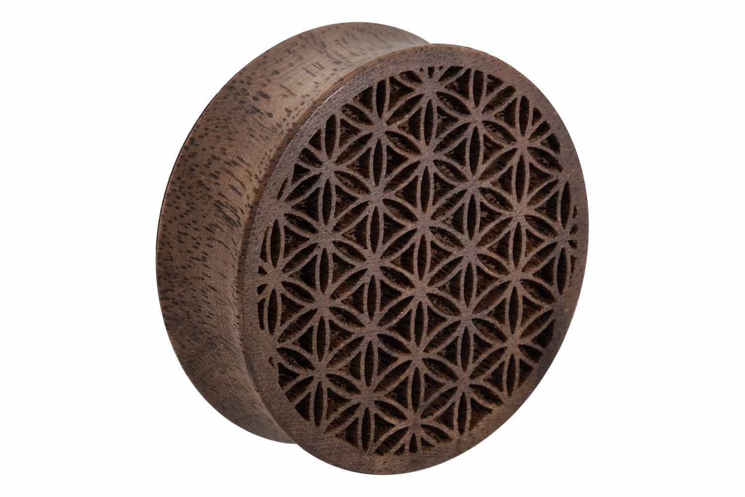 Holz Double Flared Plug BLUME DES LEBENS ++SALE++ von Piercingline